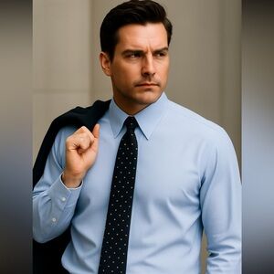 Gold Label Roundtree & Yorke Blue Dress Shirt – 17.5 x 34 – Non-Iron 100% Cotton